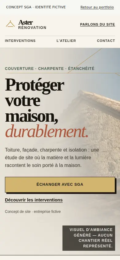 Le concept Aster Rénovation sur téléphone.